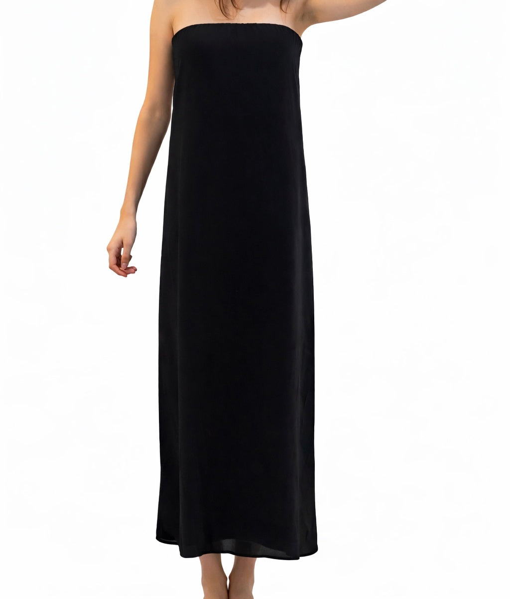 Robe longue noire minimaliste fabriquée en France par Pearl
